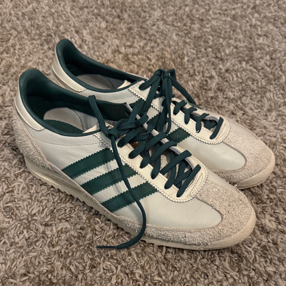 Adidas Dark Green and Cream Sneakers